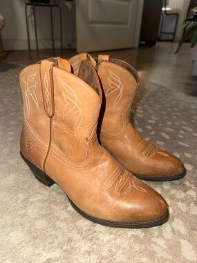 Ariat Tan Leather Western Ankle Boots